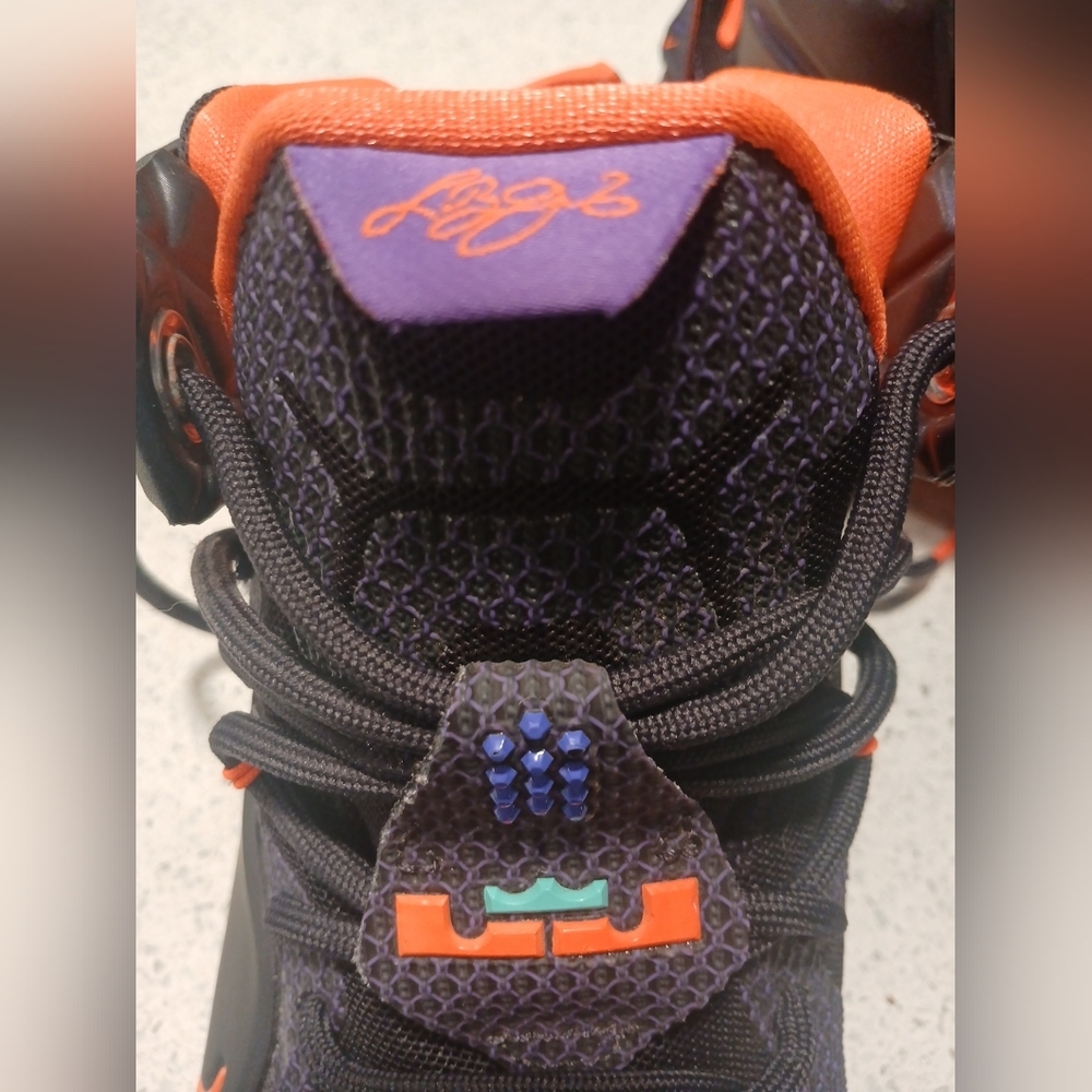 Nike LeBron Basketball Shoes - Dark Purple with Orange Accents - Picture 7 of 8